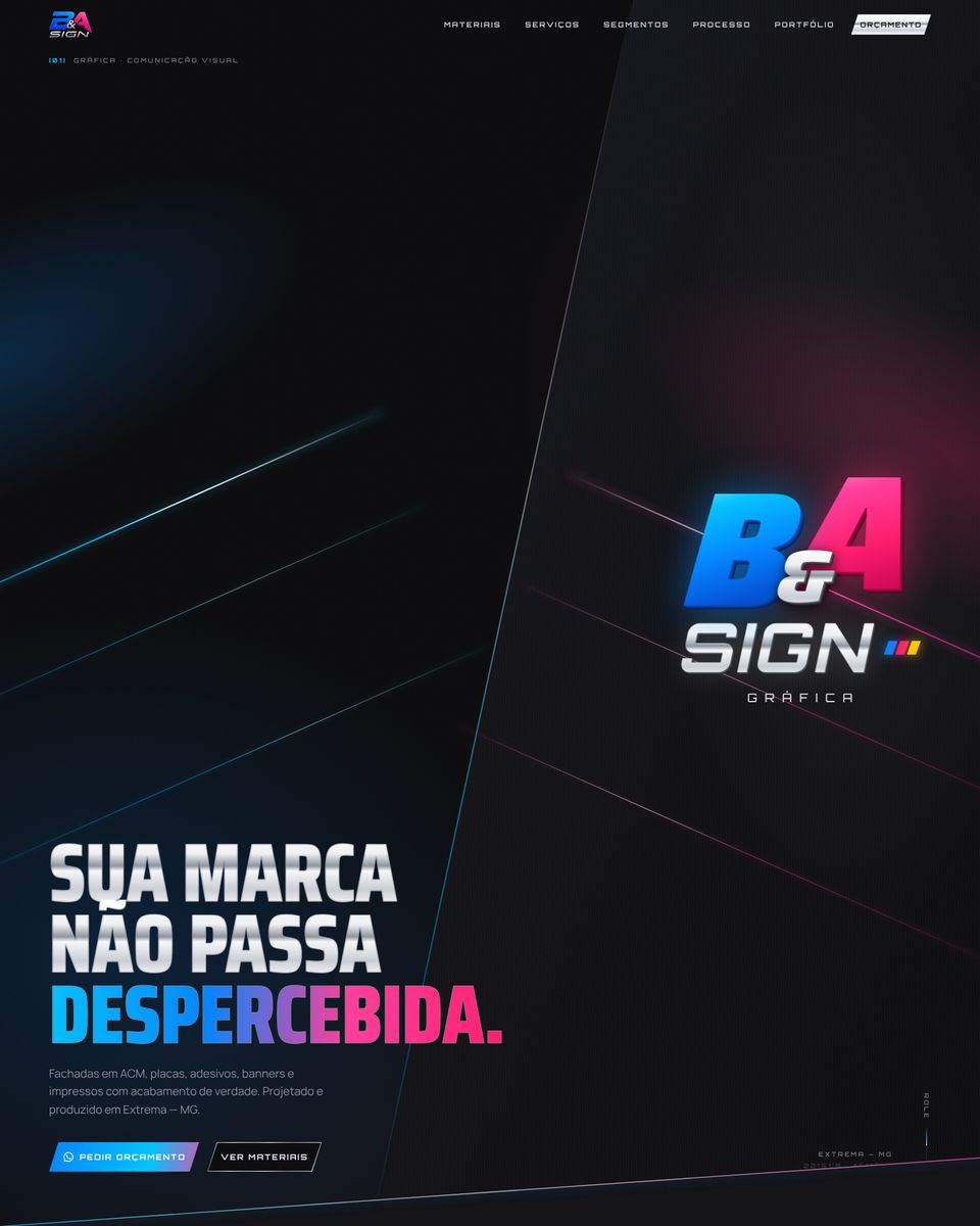 Página inicial de B&A Sign no computador